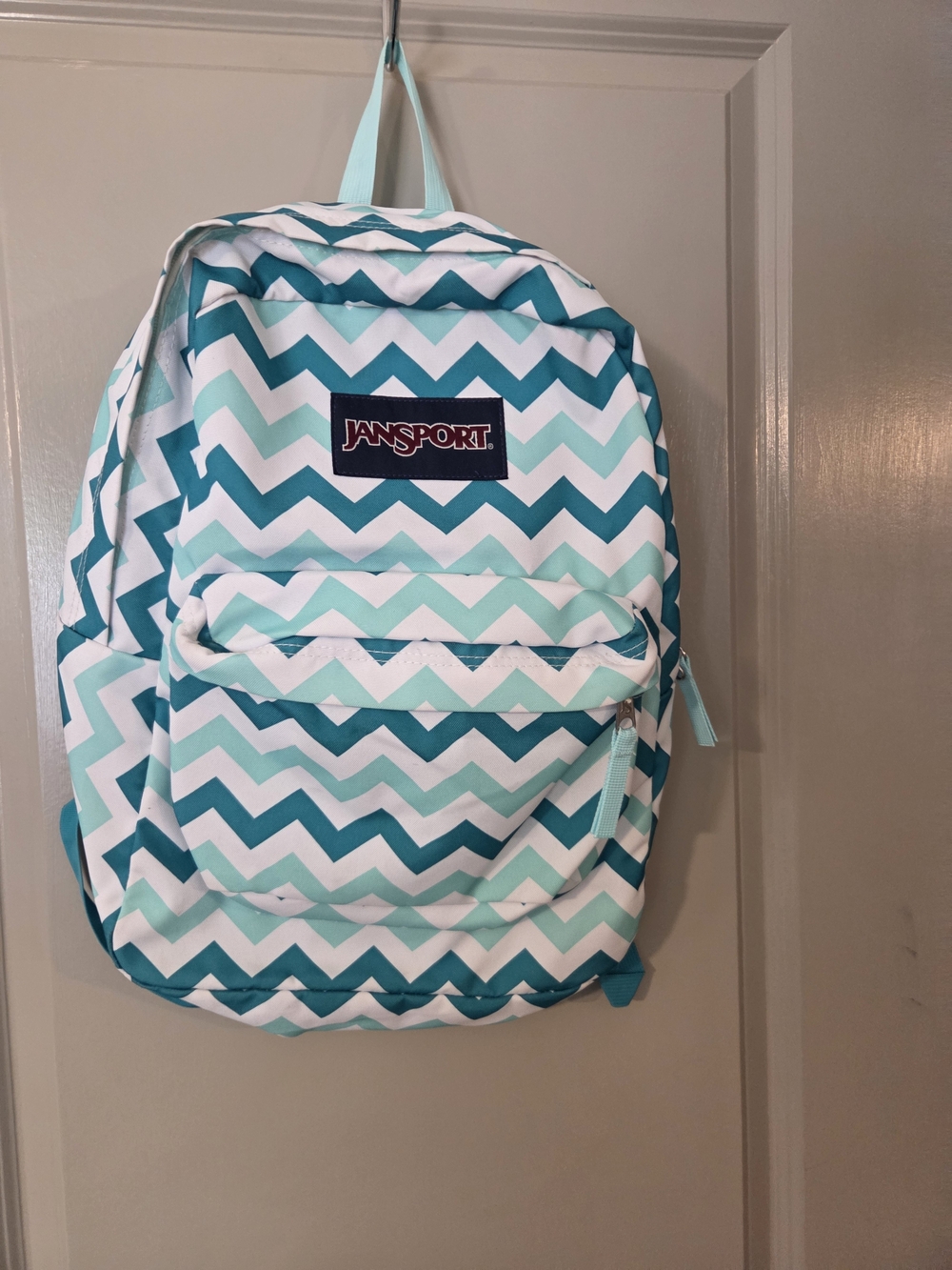JanSport Chevron Backpack in Teal & White